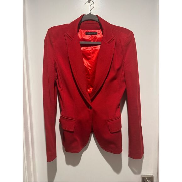 Plein Sud Jeanius red jersey knit blazer jacket size us 8 / fr 40 - Picture 1 of 7